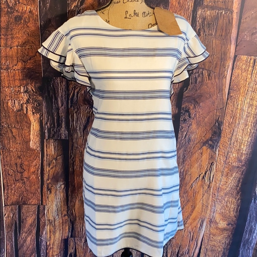 Blue and white dress